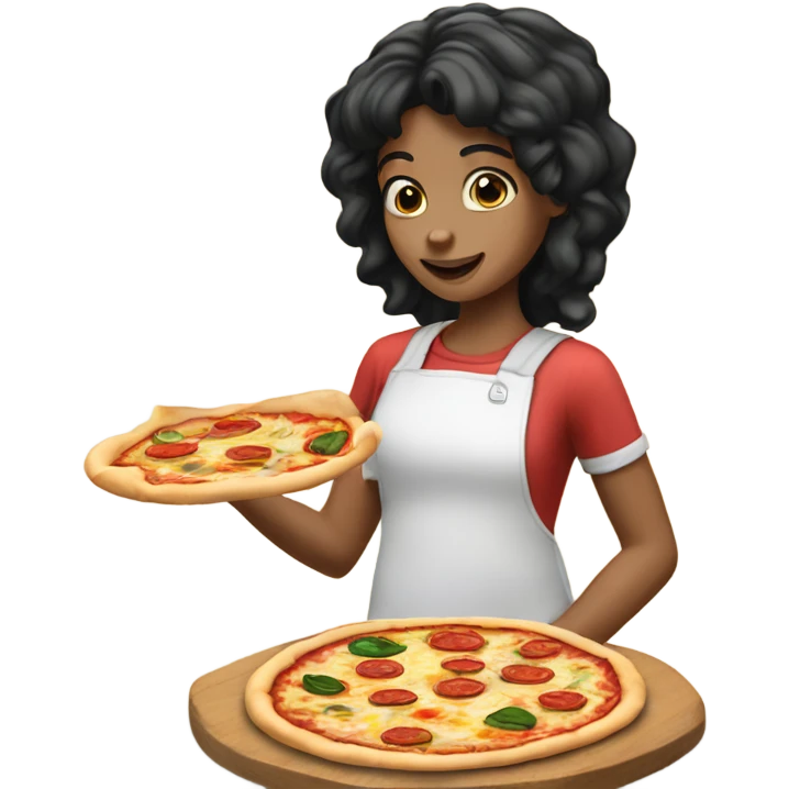 Girl with the black hair, making pizza ￼ emoji