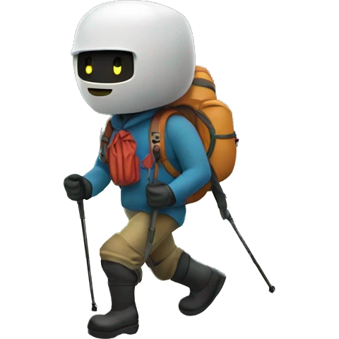 A bot hiking in the mountains emoji