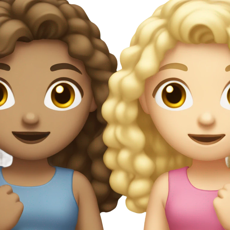 two girls one blonde one brunette holding hands with there back against the camera so you can only see there hair  emoji