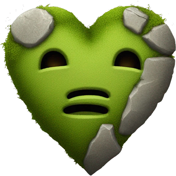 I want a heart that is made of stone and that looks old with moss and cracks emoji