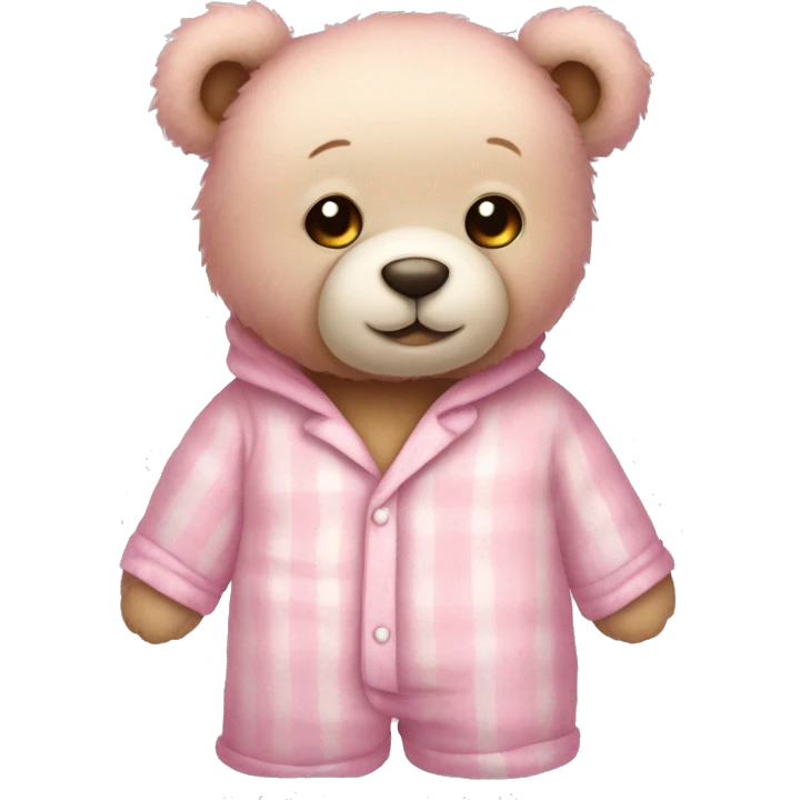 pastel pink teddy bear in pajamas emoji