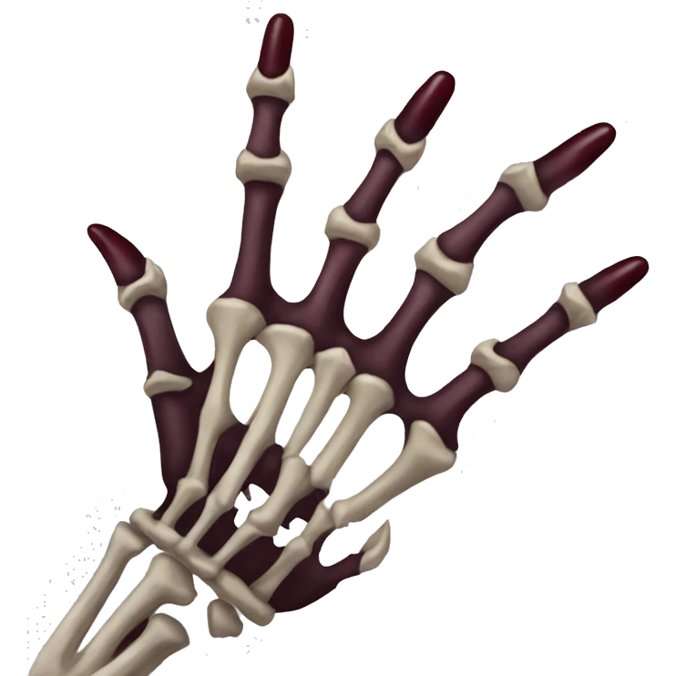 skeleton hand with long maroon nails emoji