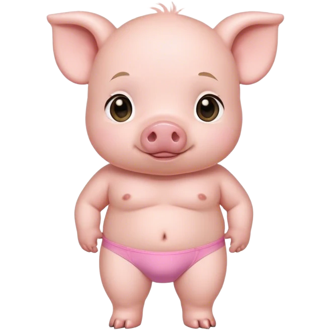 Сute baby pig, with exceptionally heavy large chest, in small pink underwear   emoji
