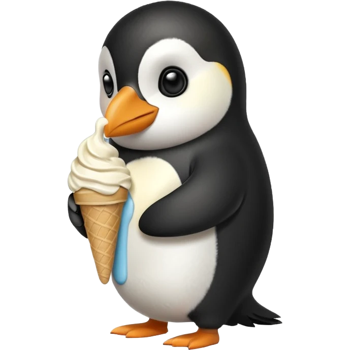 Penguen dondurma yiyor emoji