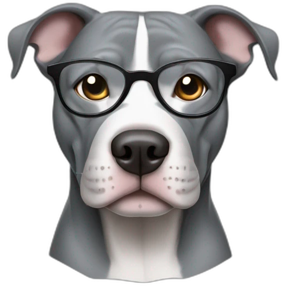 gray pitbull blue eyes wearing glasses emoji