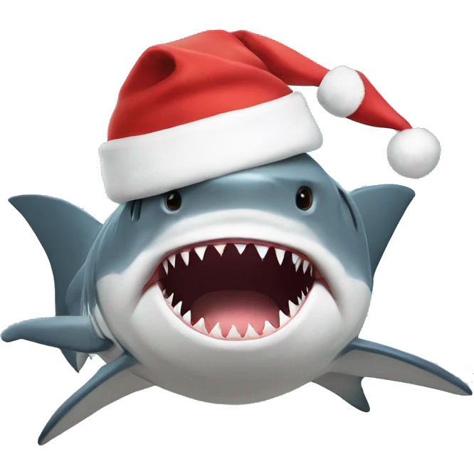 shark wearing santa hat emoji