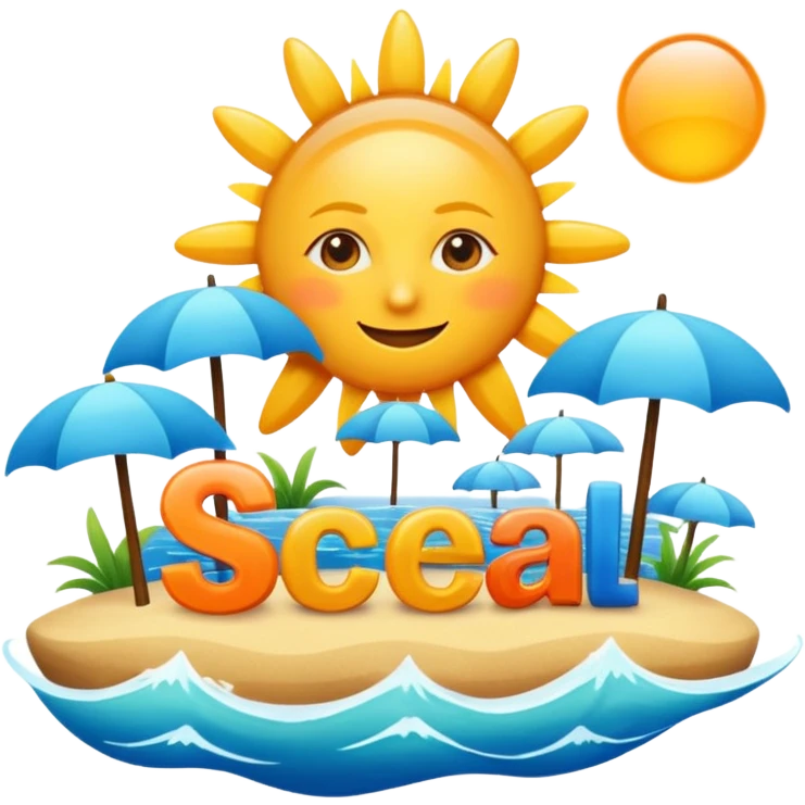 Scritta estate tutta colorata e in lettering con sole mare .. emoji