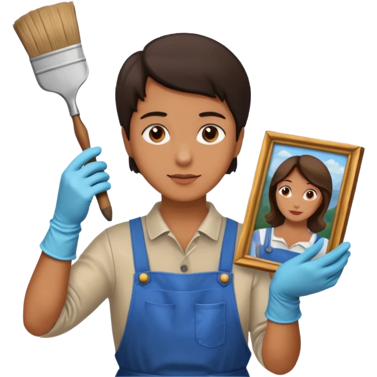 person restoring old painting. emoji