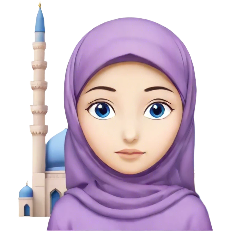 Turkish beautiful finish Konya girl blue eyes with hijab and lilac dress on mosque emoji