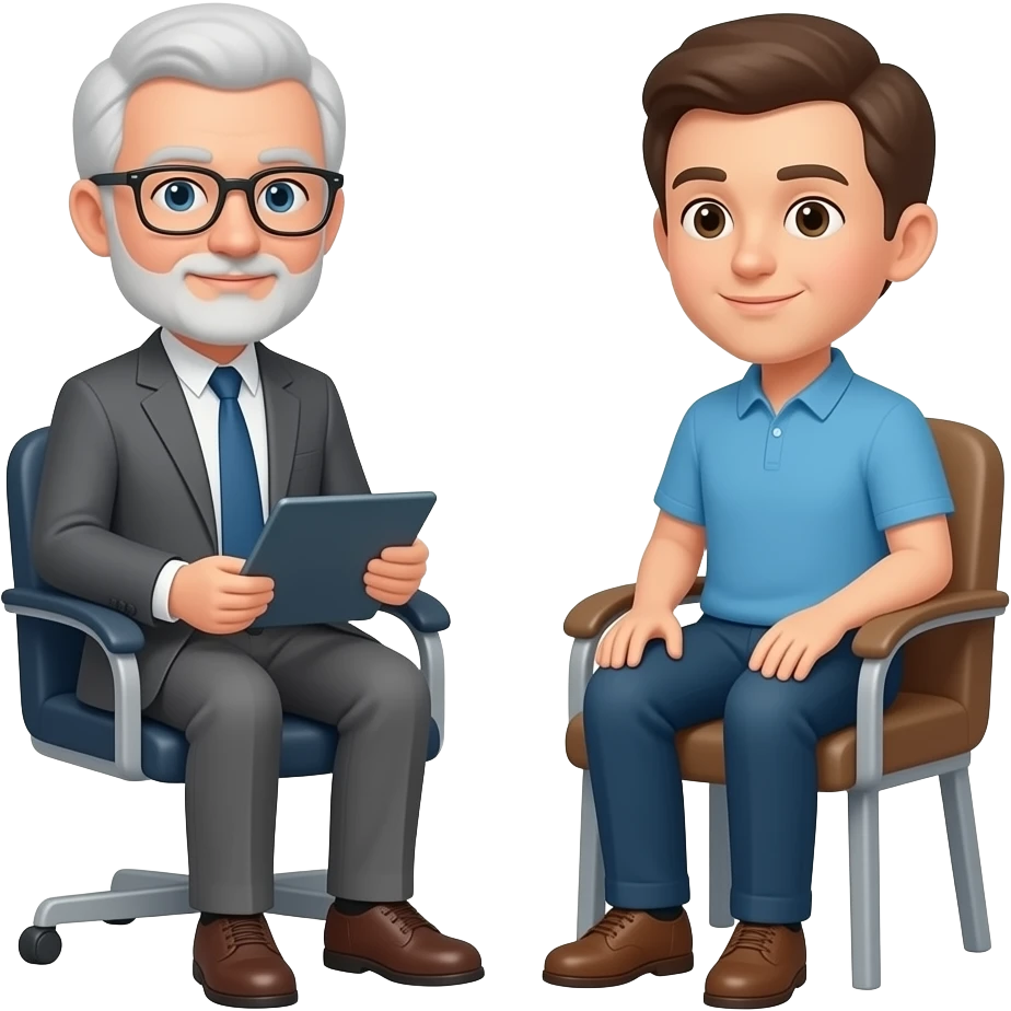 psicologa con paciente en sillon emoji