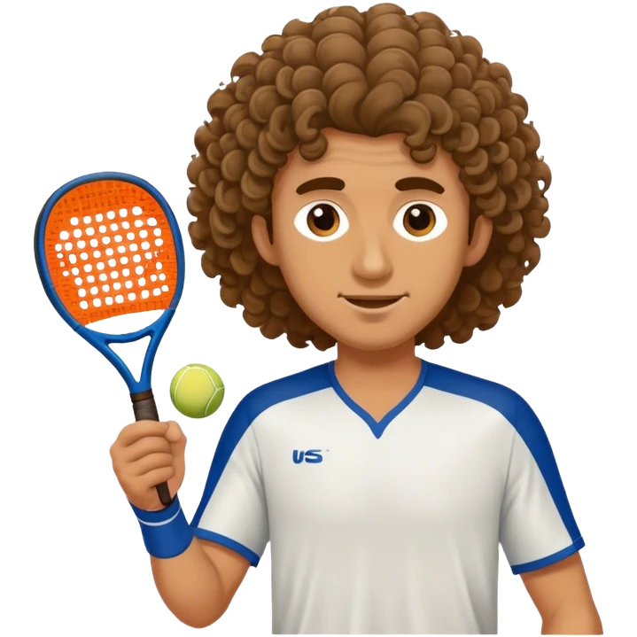 Homme cheveux bouclés long qui joue au padel emoji