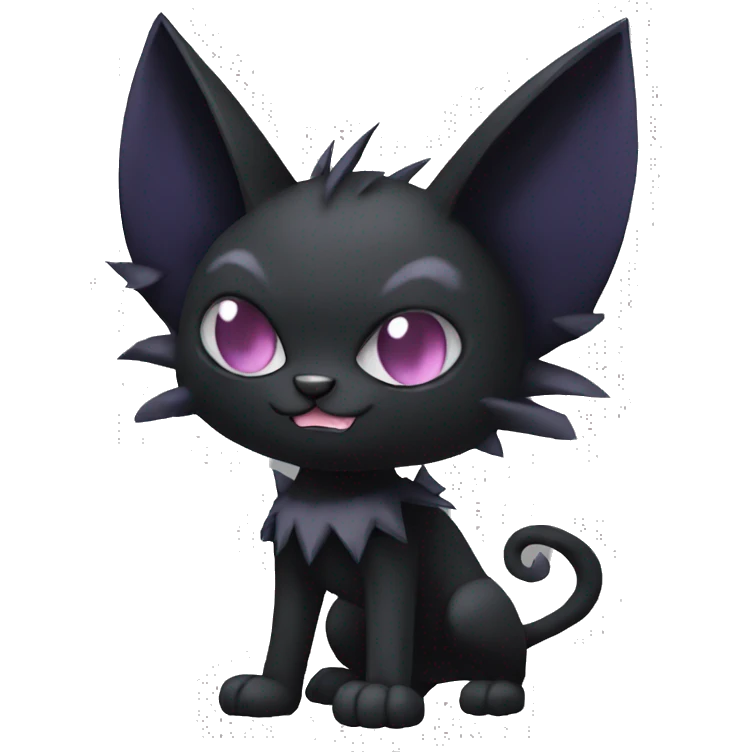 Black Edgy Gothic Litten-Bat-cat-Fakemon full body emoji