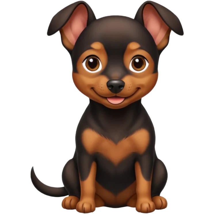 a pinscher dog sitting and smiling emoji