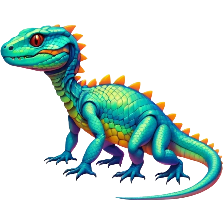 Exotic futuristic lush warm-colored neon reptilian Fakémon-creature emoji