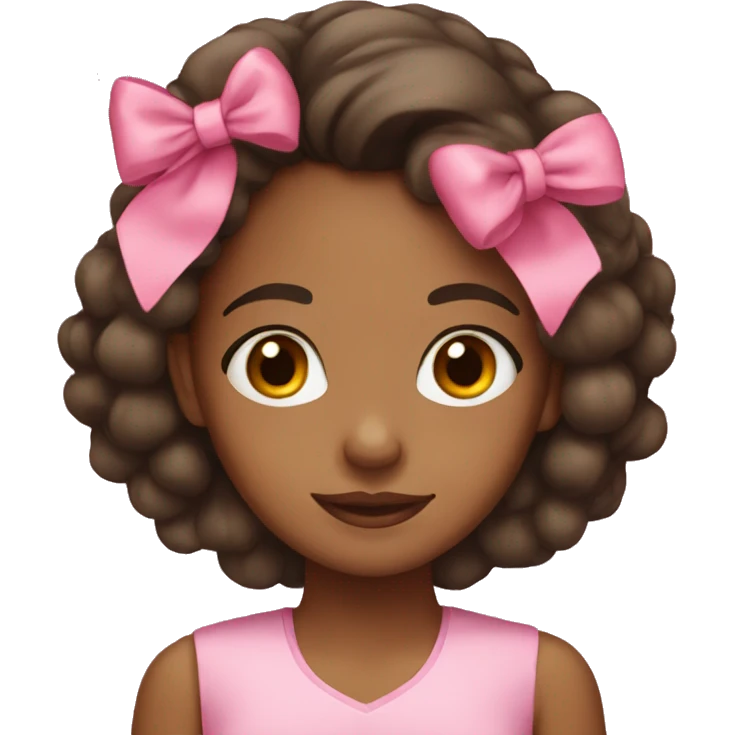 brown girl wearing a pink bow emoji