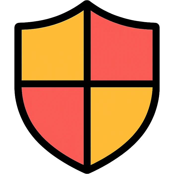 shield icon, lineal color icon with black outlines, simple and bold, modern look emoji
