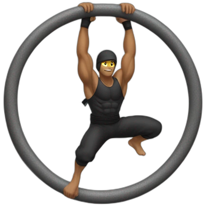 Ninja Warrior athlete, hanging from rings emoji