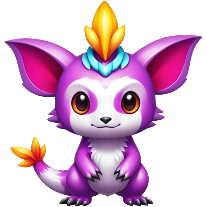 Exotic shiny rare epic cute Fakémon-creature, full body, with random markings emoji