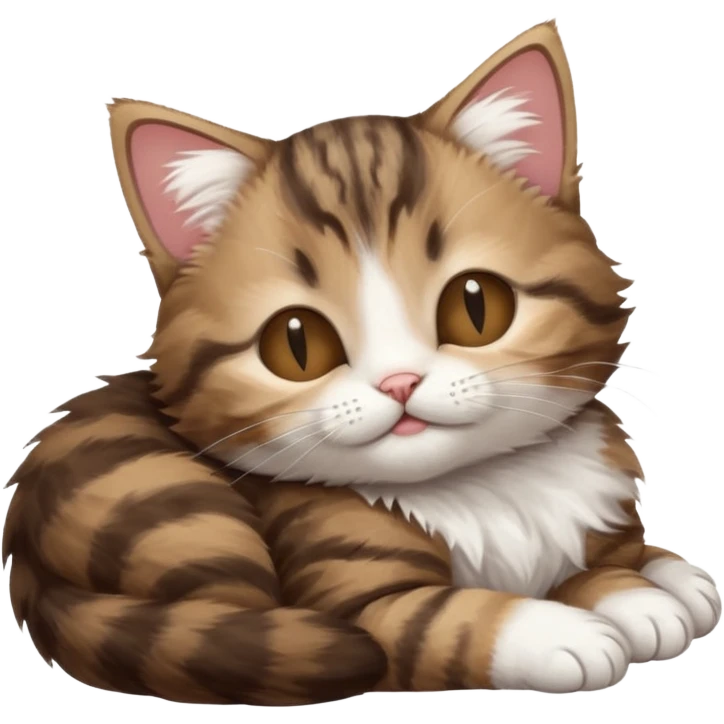 dark brown tabby and white kitten in funny positions with eyes closed emoji