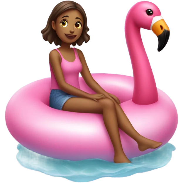 girl sitting on a flamingo float is emoji