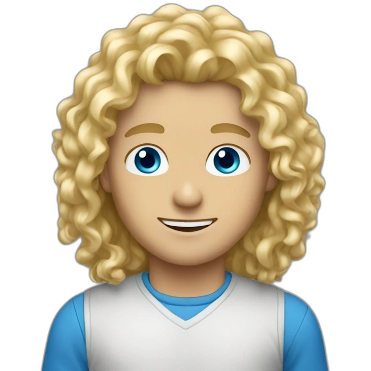 guy blue eyes very long curly blond hair emoji