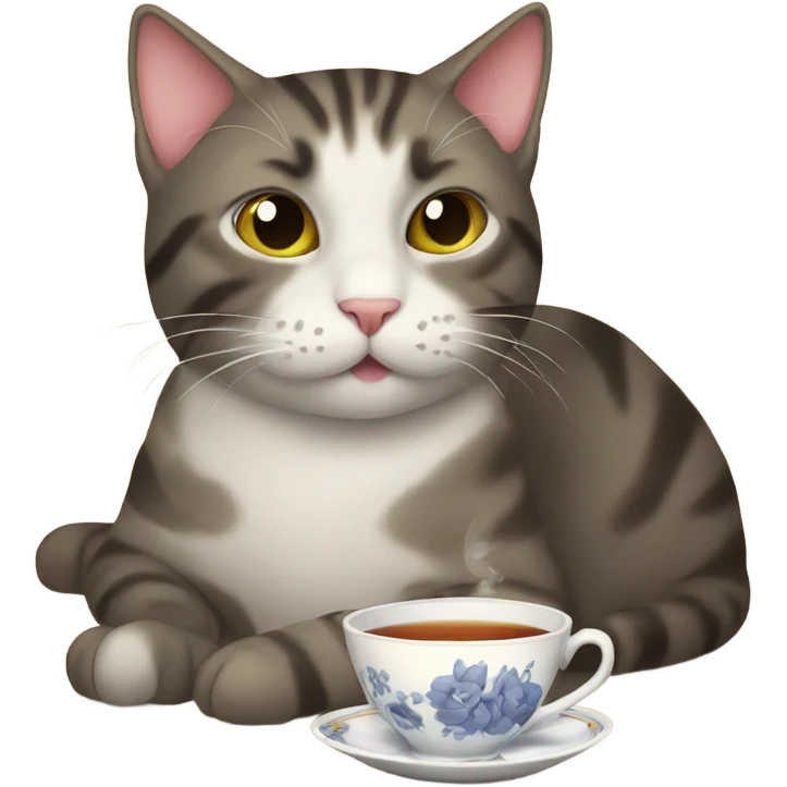 Cat drinking tea emoji