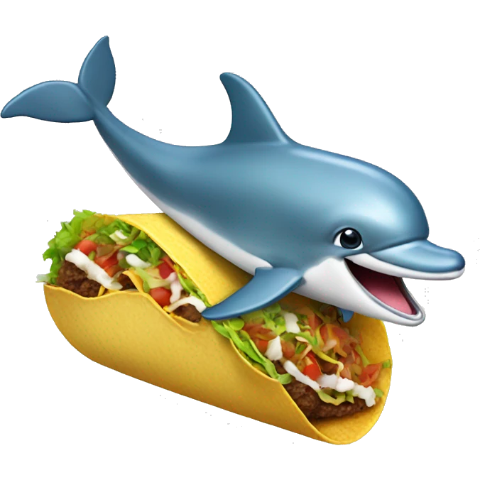 Dolphin riding a taco emoji
