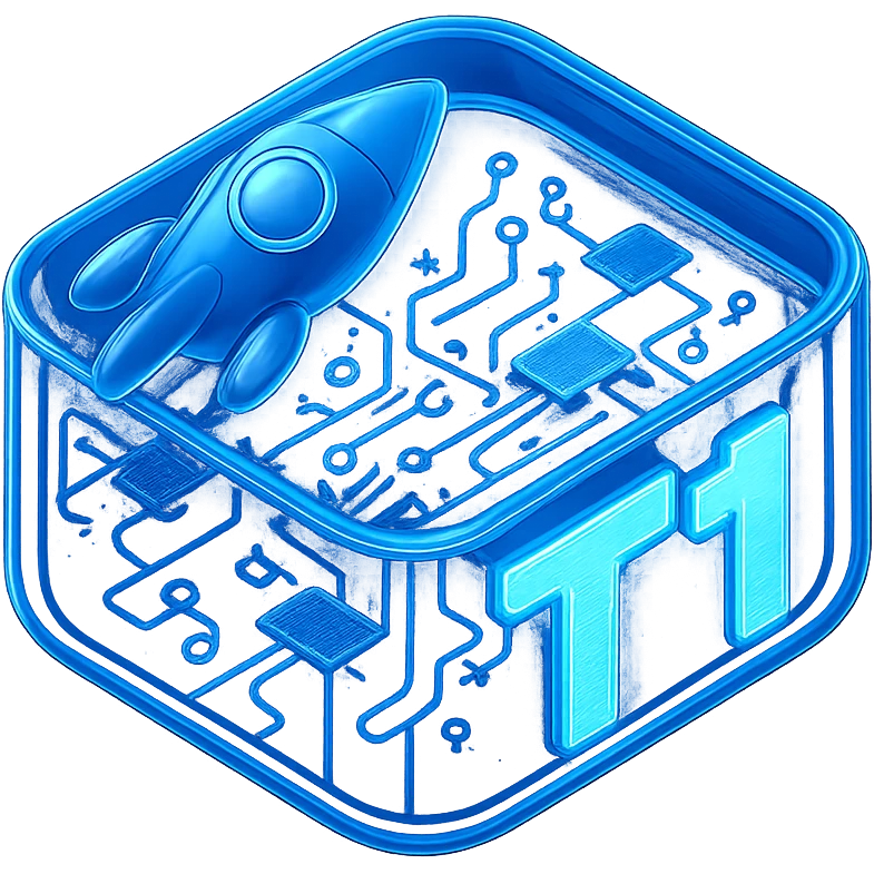 Make the T1 text much larger, keep the space theme, and make the background transparent. emoji