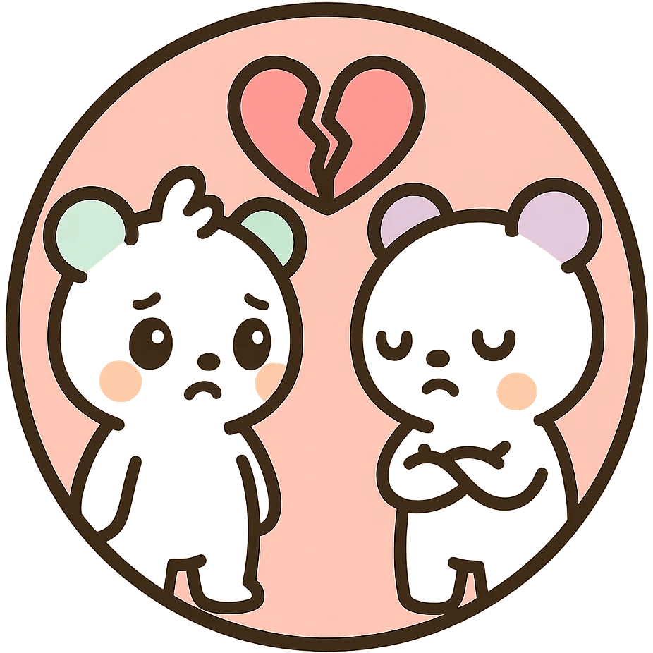 little alchemy style icon
subject: divorce
border: medium-black
shape: round, circular
background: white
style: full color fill with medium black outlining emoji