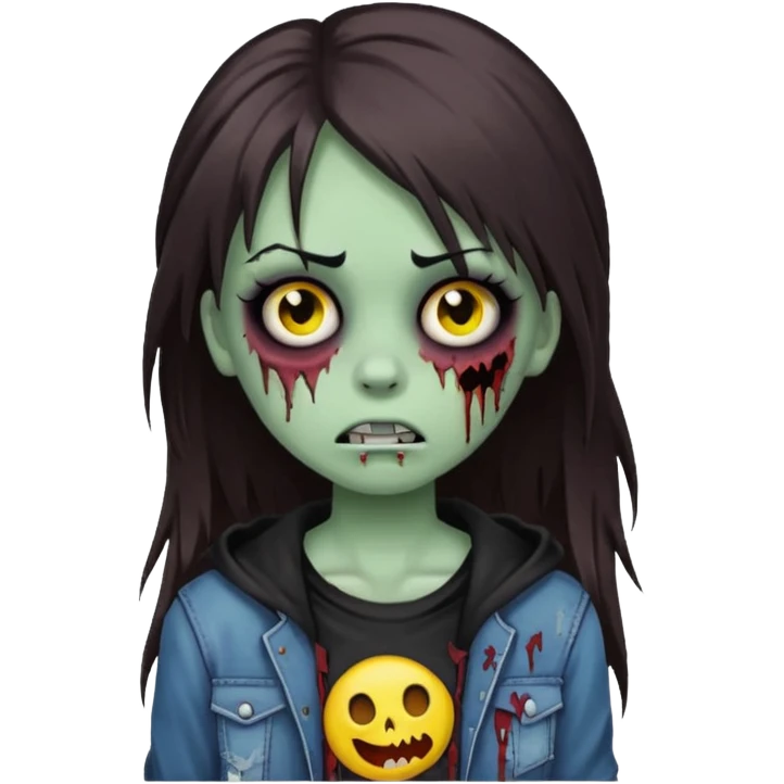 girl zombie long dark brown hair emo emoji emoji