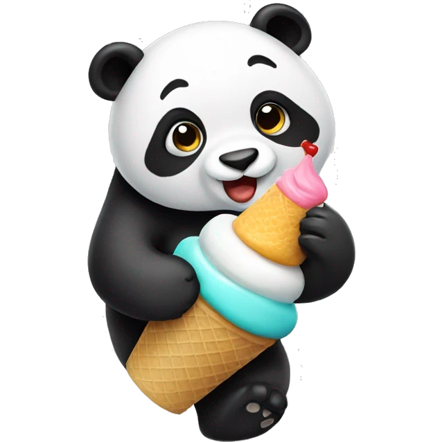 Panda eating ice cream emoji