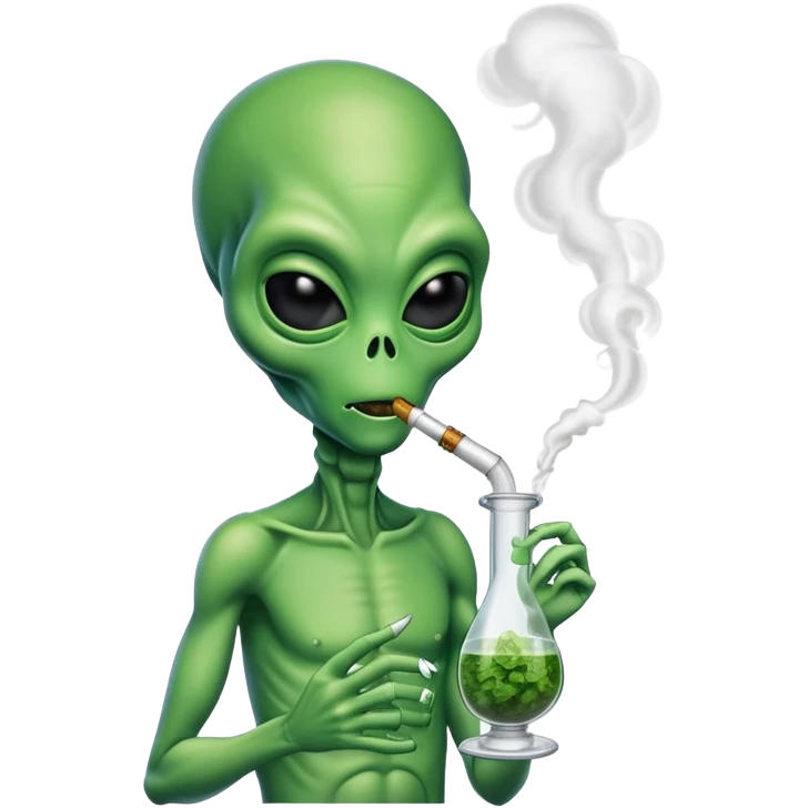 Alien smoking weed from a bong emoji