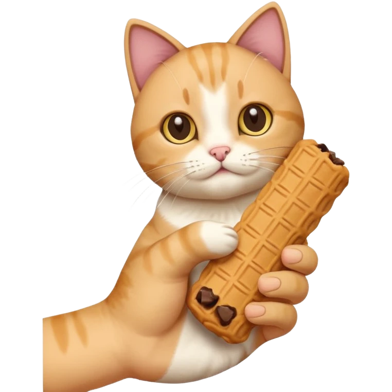 Create this which a hand holding a cat treat emoji
