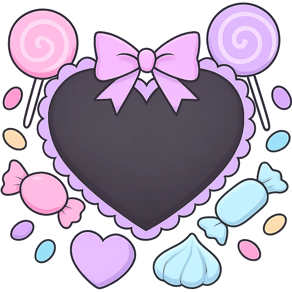 pastel goth heart with pastel candy , remove background emoji
