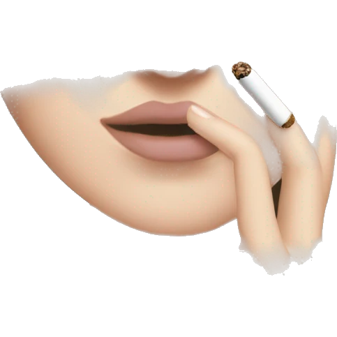 brown hair white girl green eyes smoking pink iqos emoji