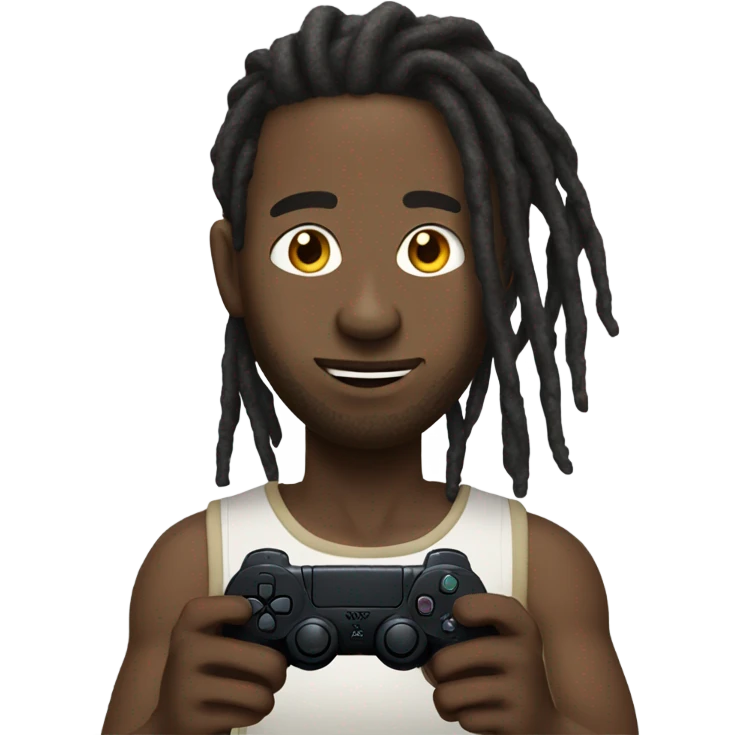 black man with dreads playing PlayStation game emoji