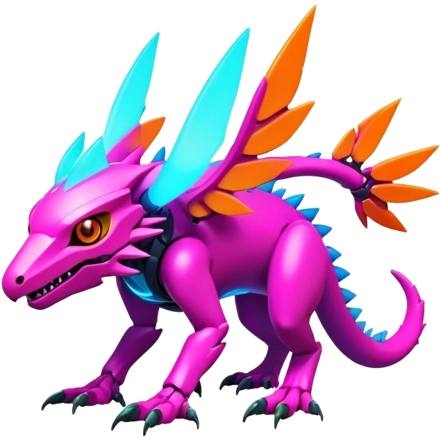 Tropical exotic futuristic lush warm-colored modern colorful neon-colored cyber-Fakémon-Digimon-Trico-creature emoji