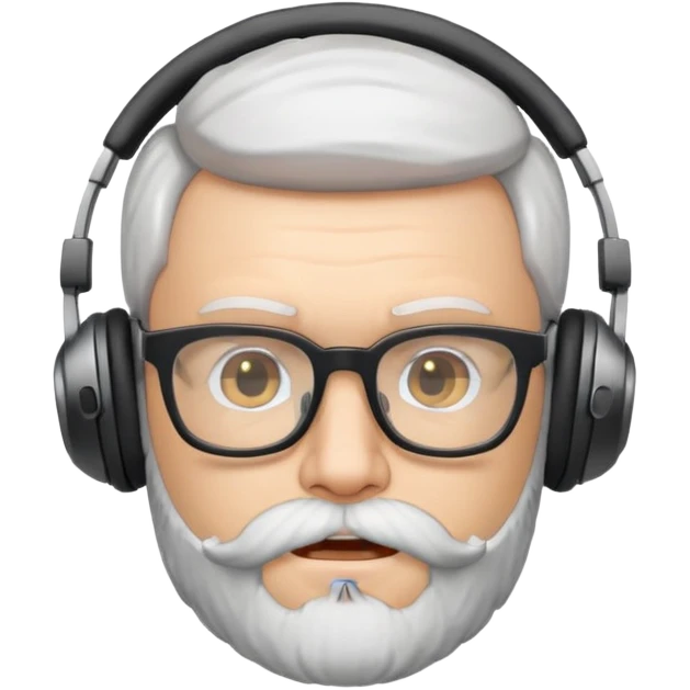 white male with beard, glasses, and headphones, his head exploed emoji