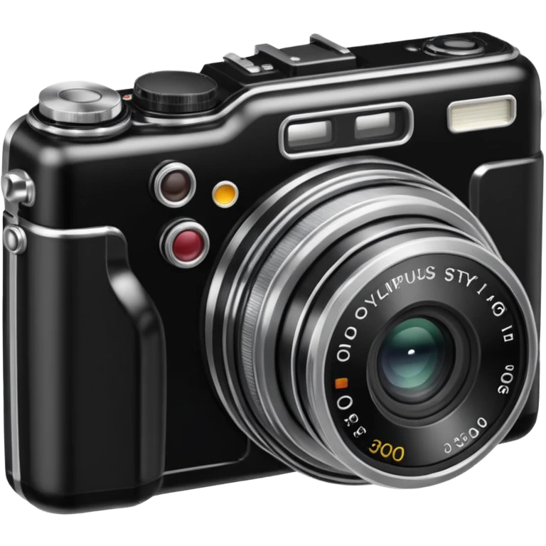 Transform this into a stylized 3D emoji-style icon of a retro [Olympus Stylus 300 Digital]  emoji