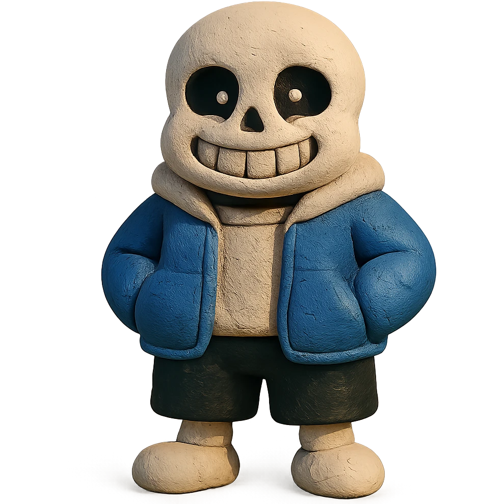 claymation style Sans from Undertale emoji