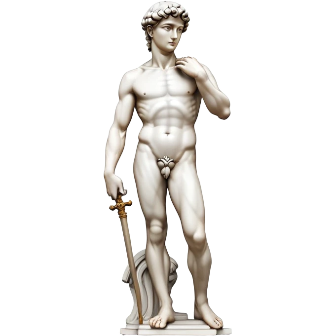 Full view of Michelangelo's David statue, Renaissance masterpiece, artistic stylized representation of the biblical hero emoji