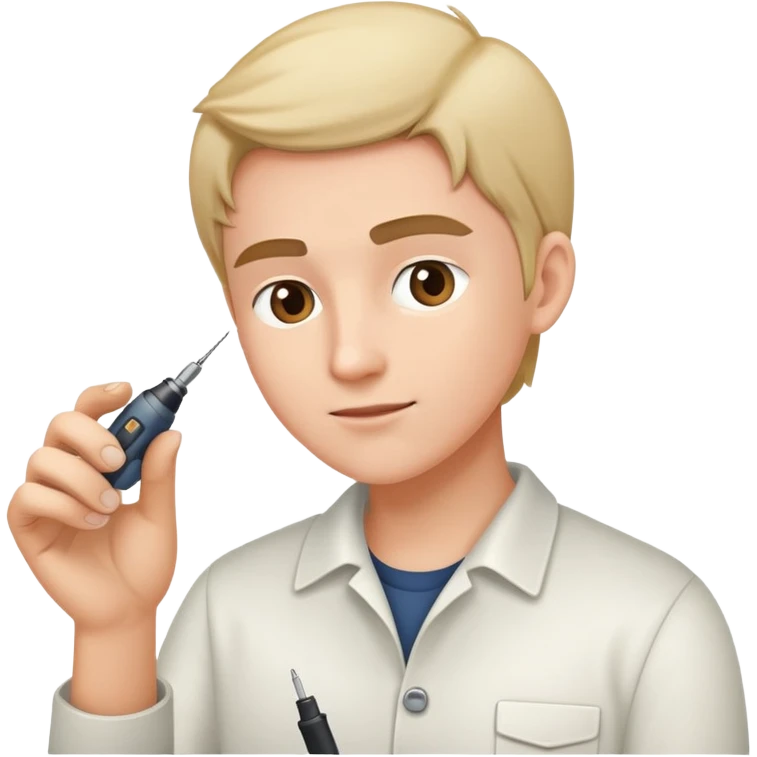 Person carefully adjusting or tweaking a device with a small tool like a screwdriver emoji