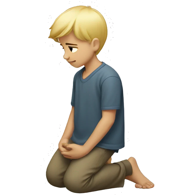 blonde boy kneeling praying  emoji
