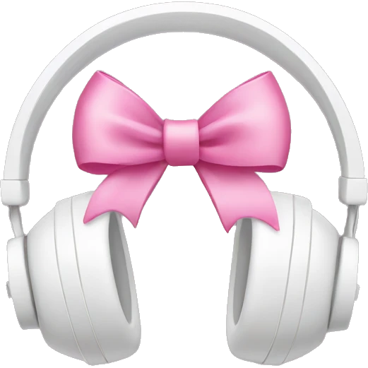 White headphones with pink bows on the sides emoji