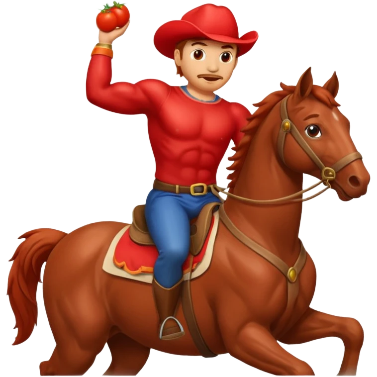 A tomato-man riding on a horse emoji