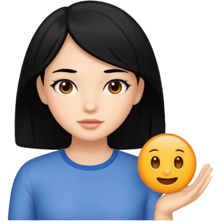 Realistic girl with black hair emoji