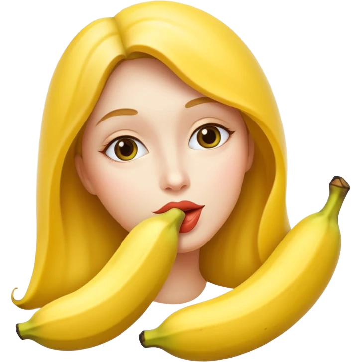naked big boobed woman kissing a big banana emoji