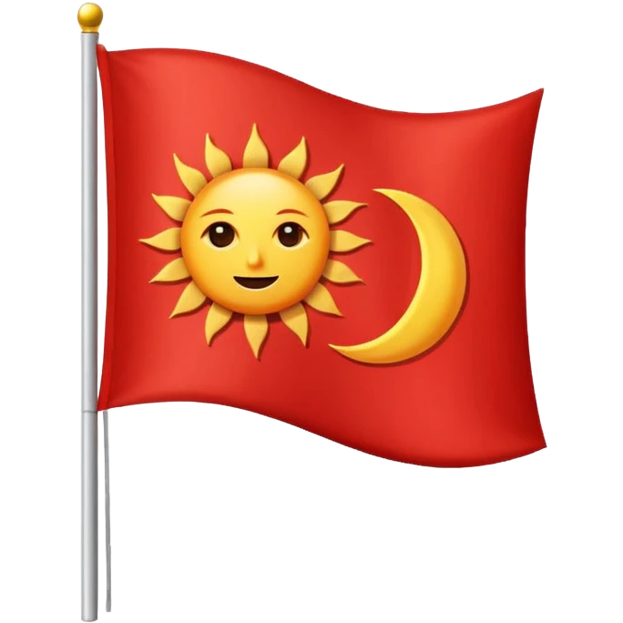 Creat sun and half moon symbol in red flag, flag like 🚩  emoji