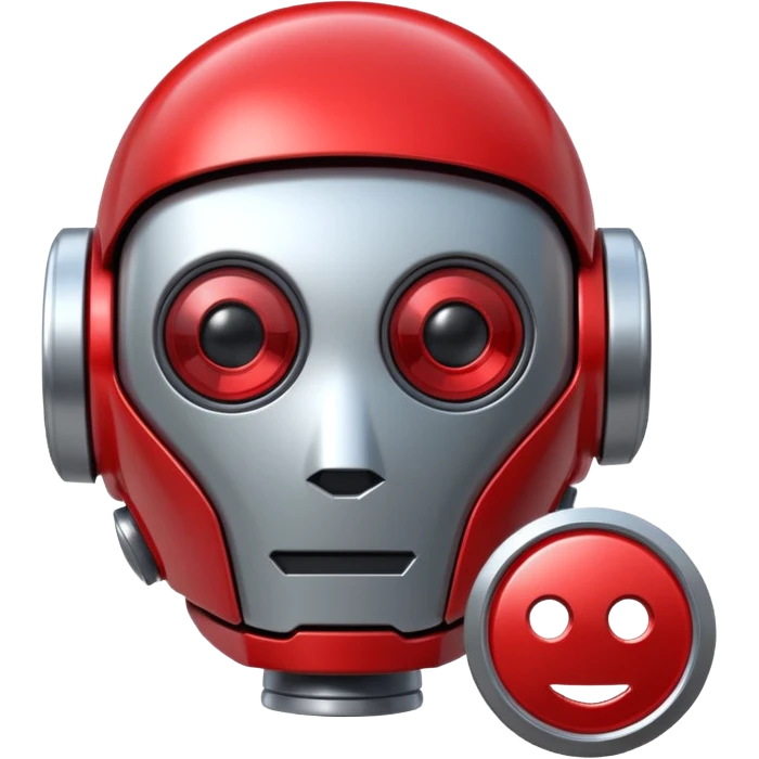 robot head next to a video play button emoji