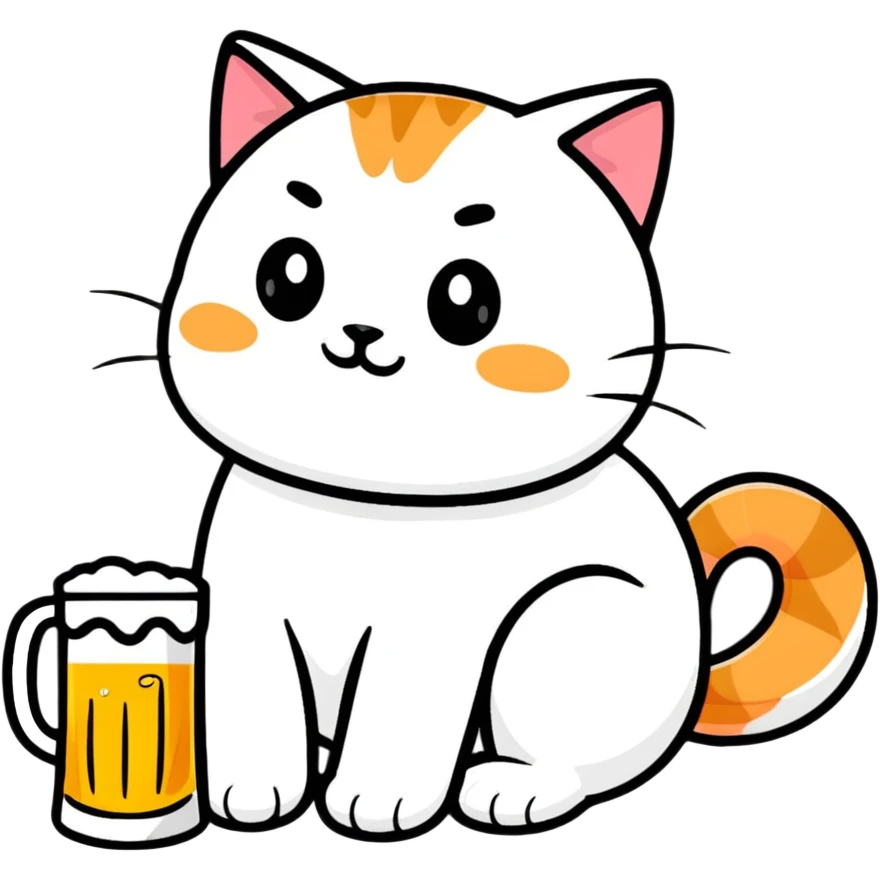 кот лежит и пьет пиво emoji